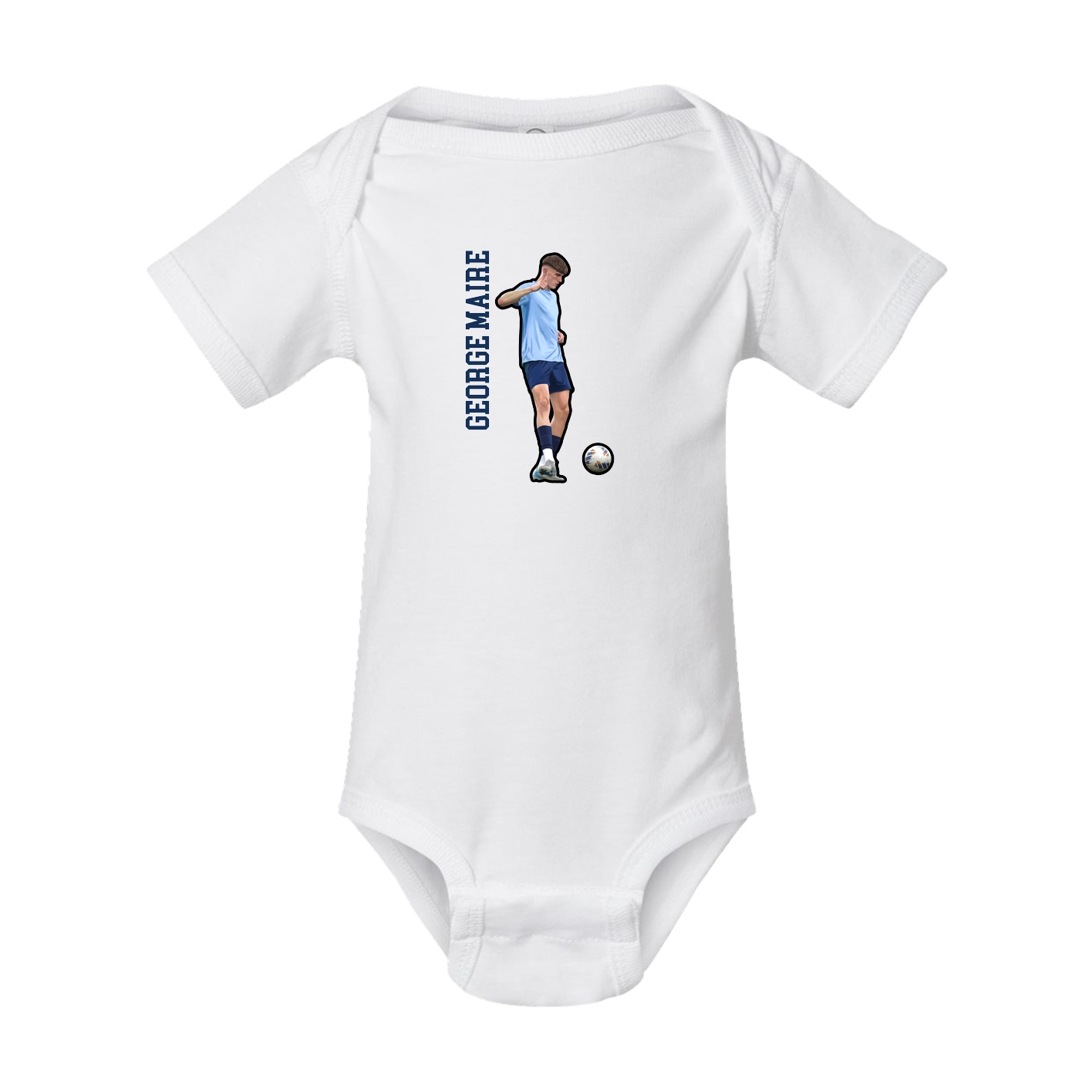 Baby Onesie — Name Vertical in White