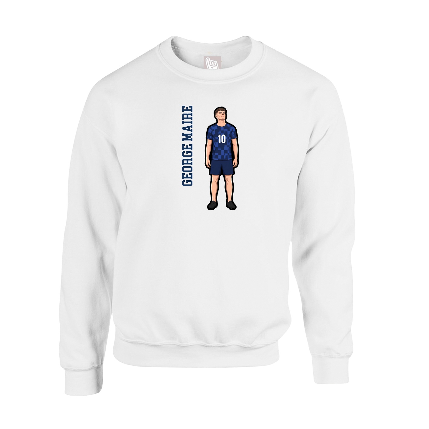 Fleece Crew — Name Vertical in White
