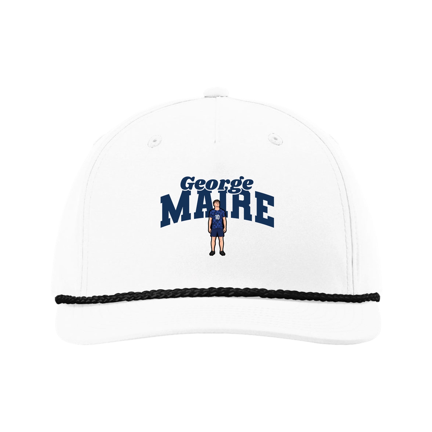 Five-Panel Classic Rope Cap — Signature Arch in White