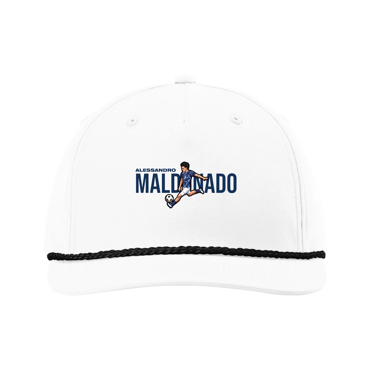 Five-Panel Classic Rope Cap — Player Name in White