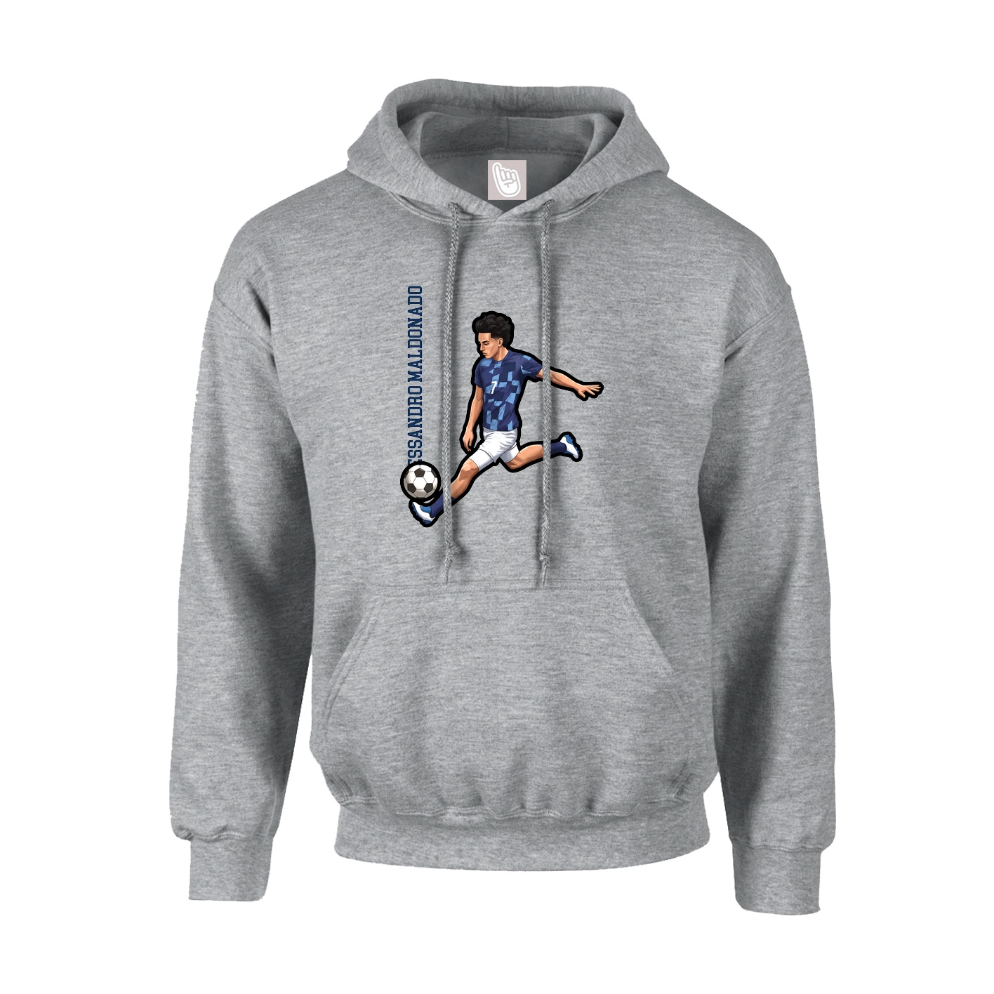 Hoodie — Name Vertical in Grey