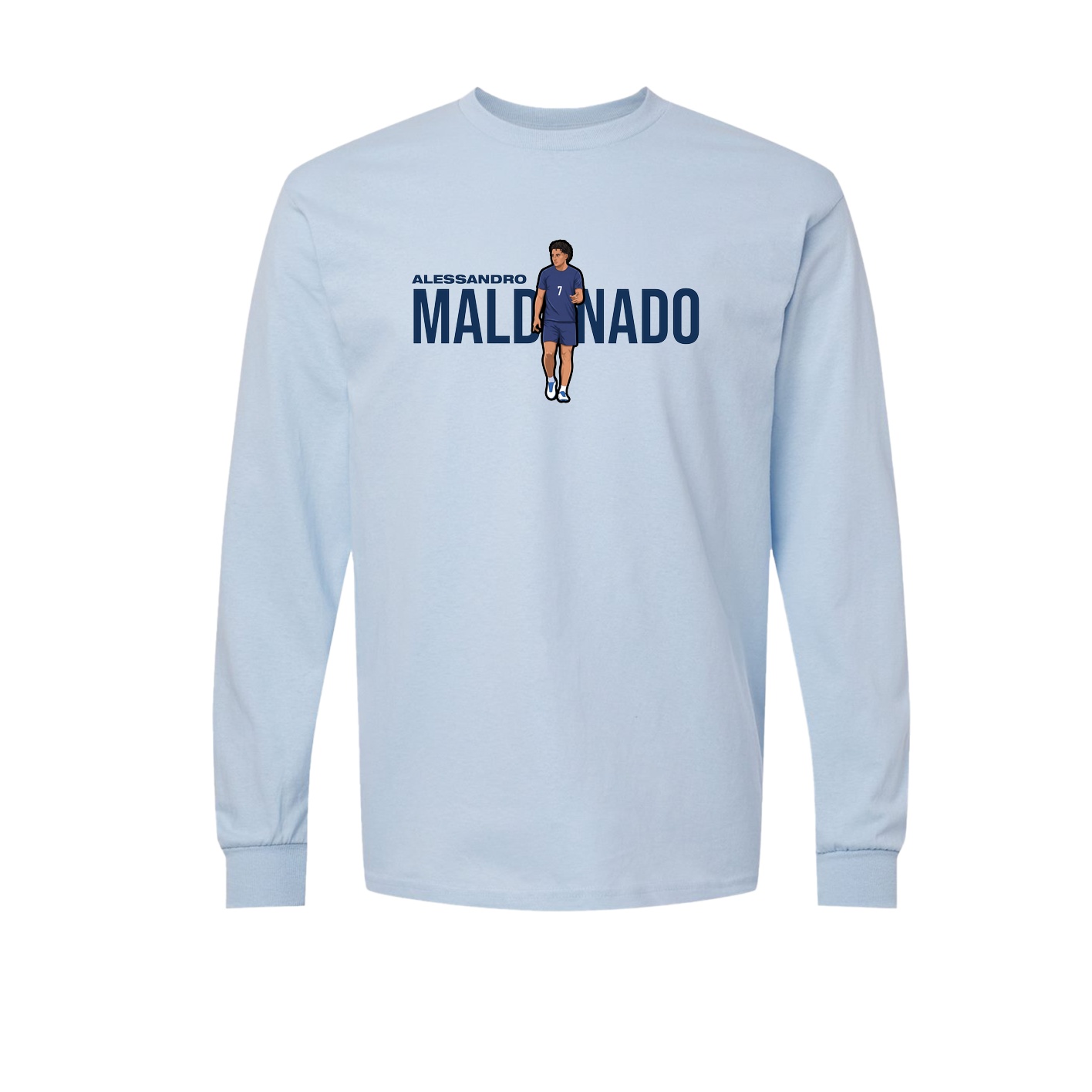 Long Sleeve Tee — Player Name in Light Blue