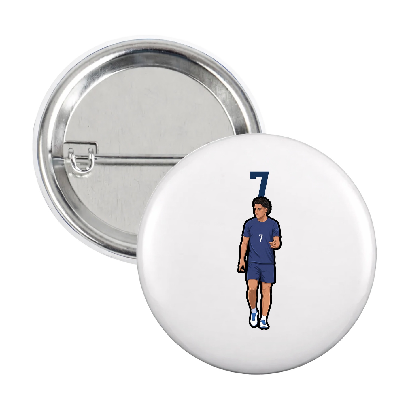Game Day Button — Number Top in White