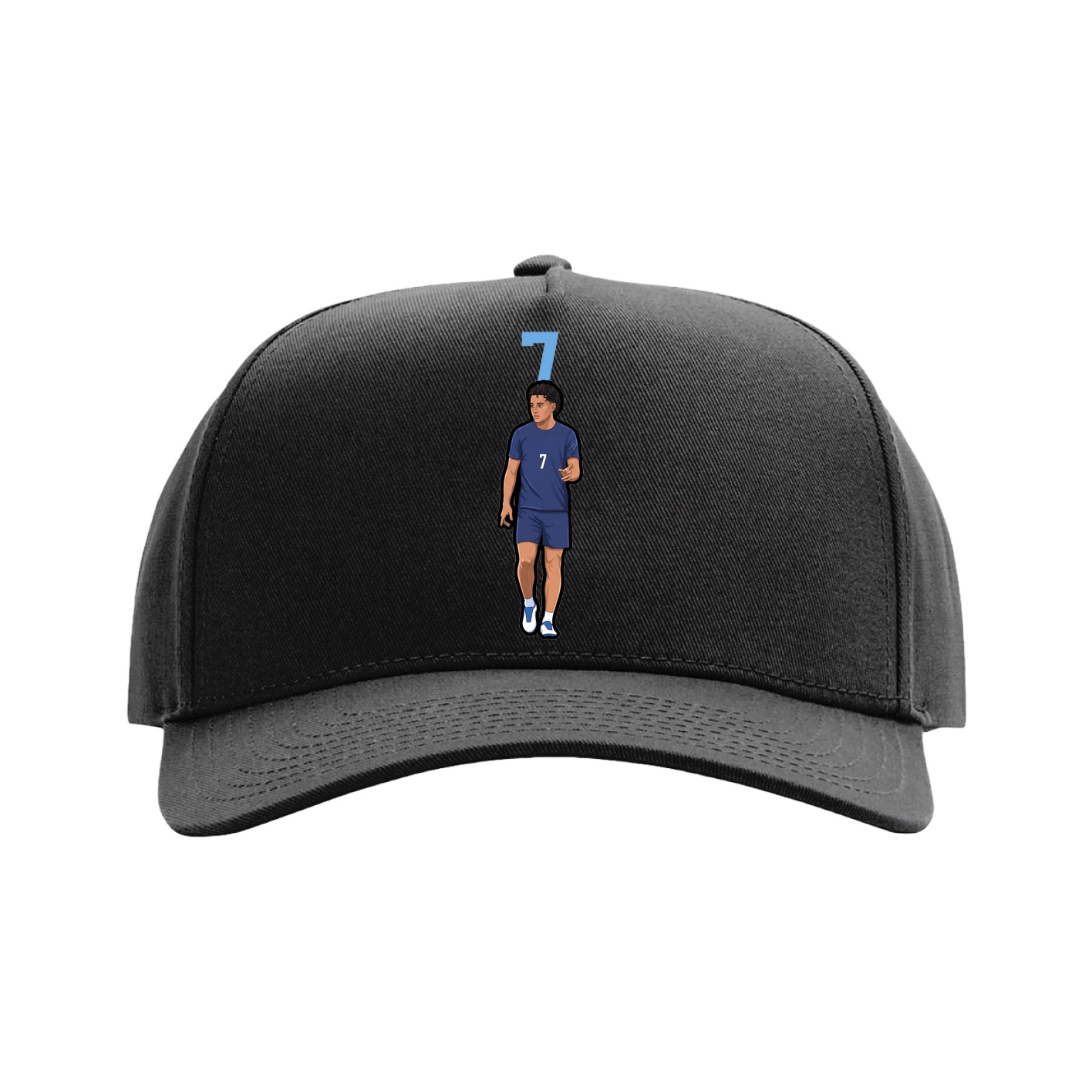 Full Fabric Five-Panel Champ Cap — Number Top in Black
