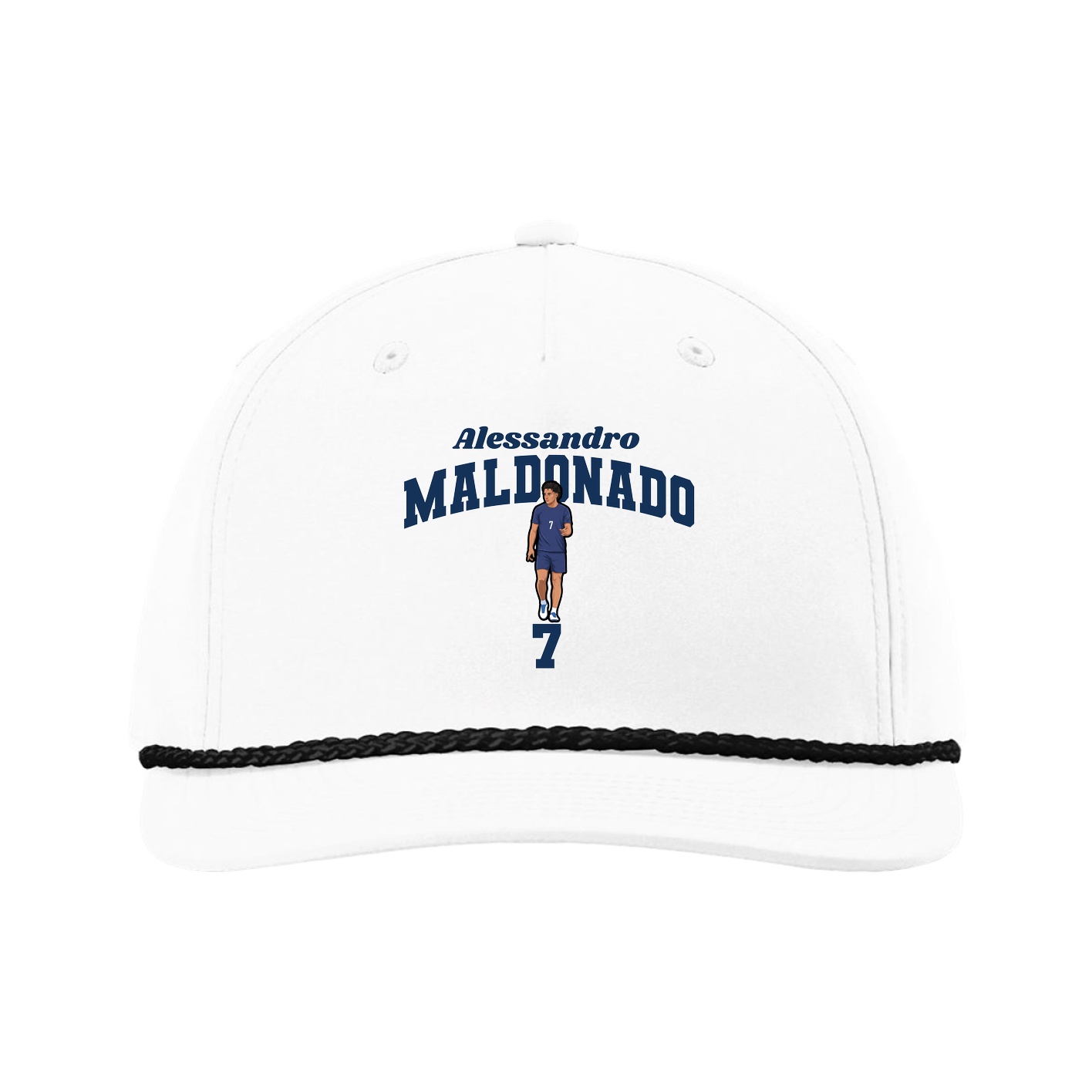 Five-Panel Classic Rope Cap — Signature Arch in White