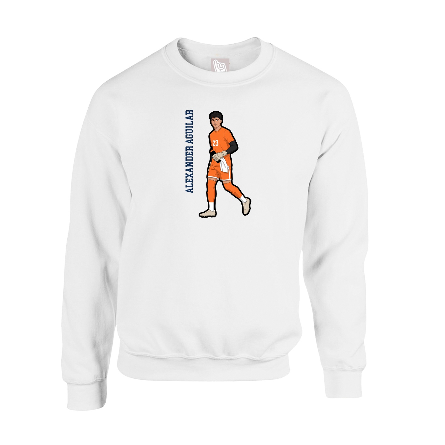 Fleece Crew — Name Vertical in White