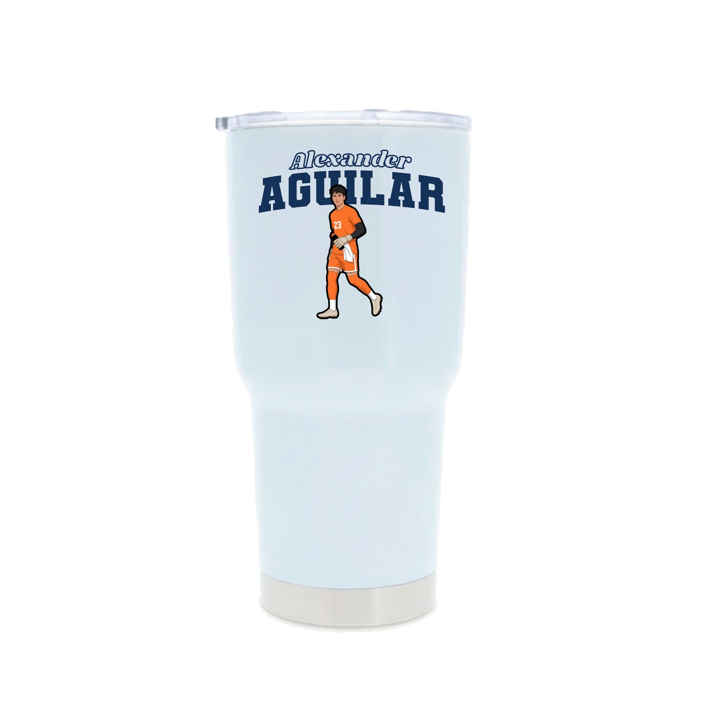 30oz Stainless Steel Tumbler — Name Arch in White