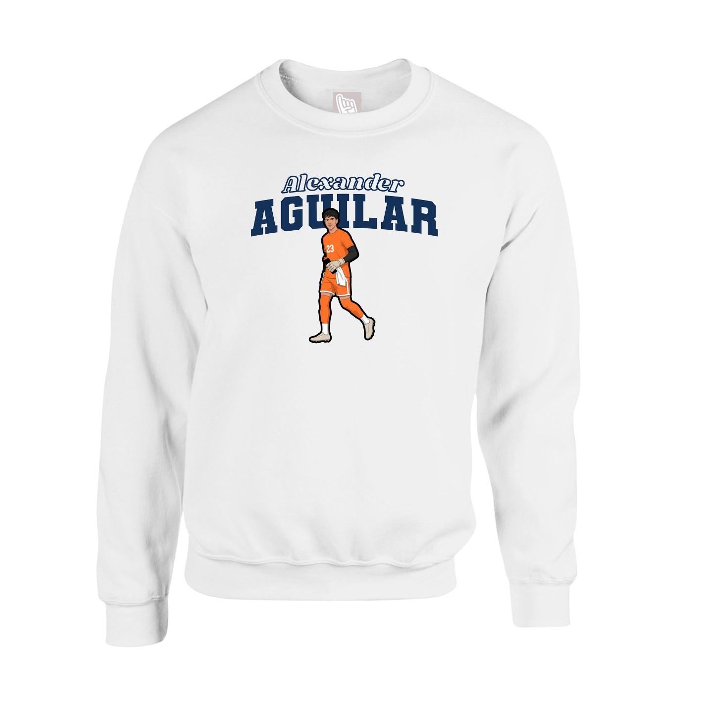 Fleece Crew — Name Arch in White