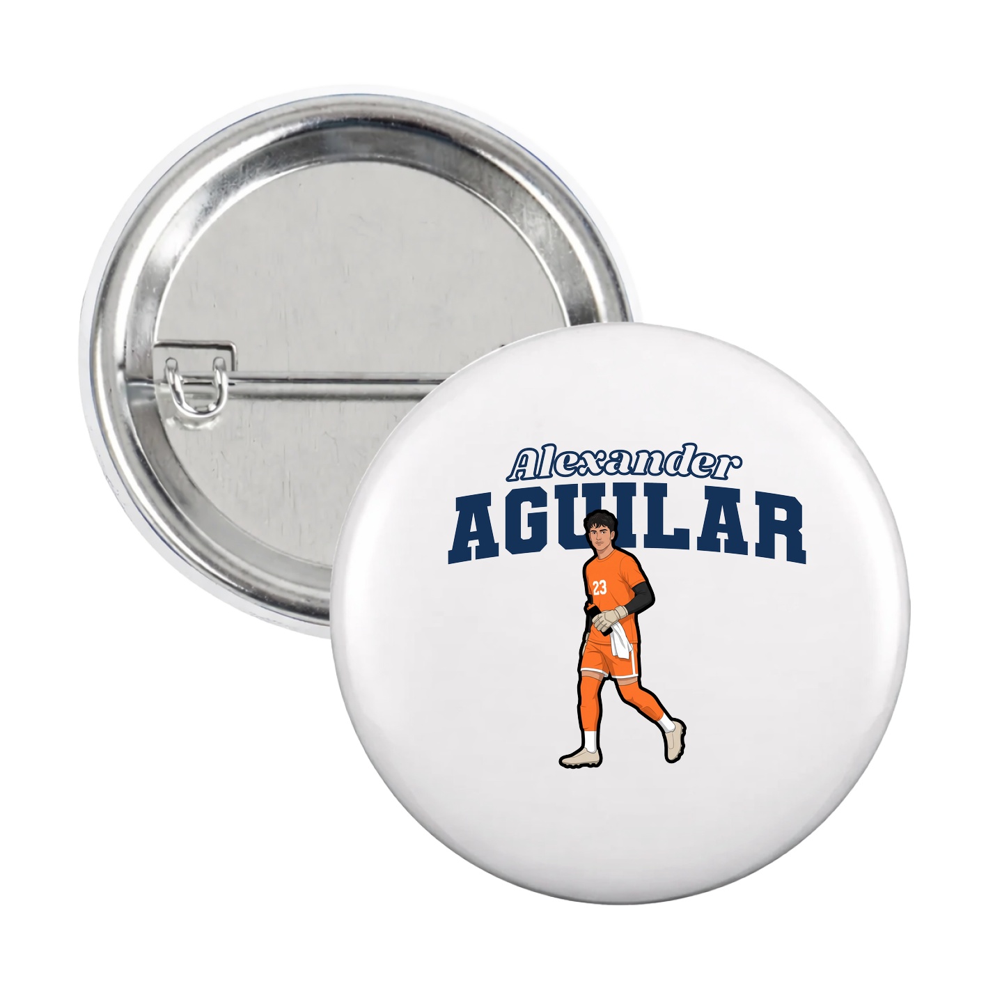 Game Day Button — Name Arch in White