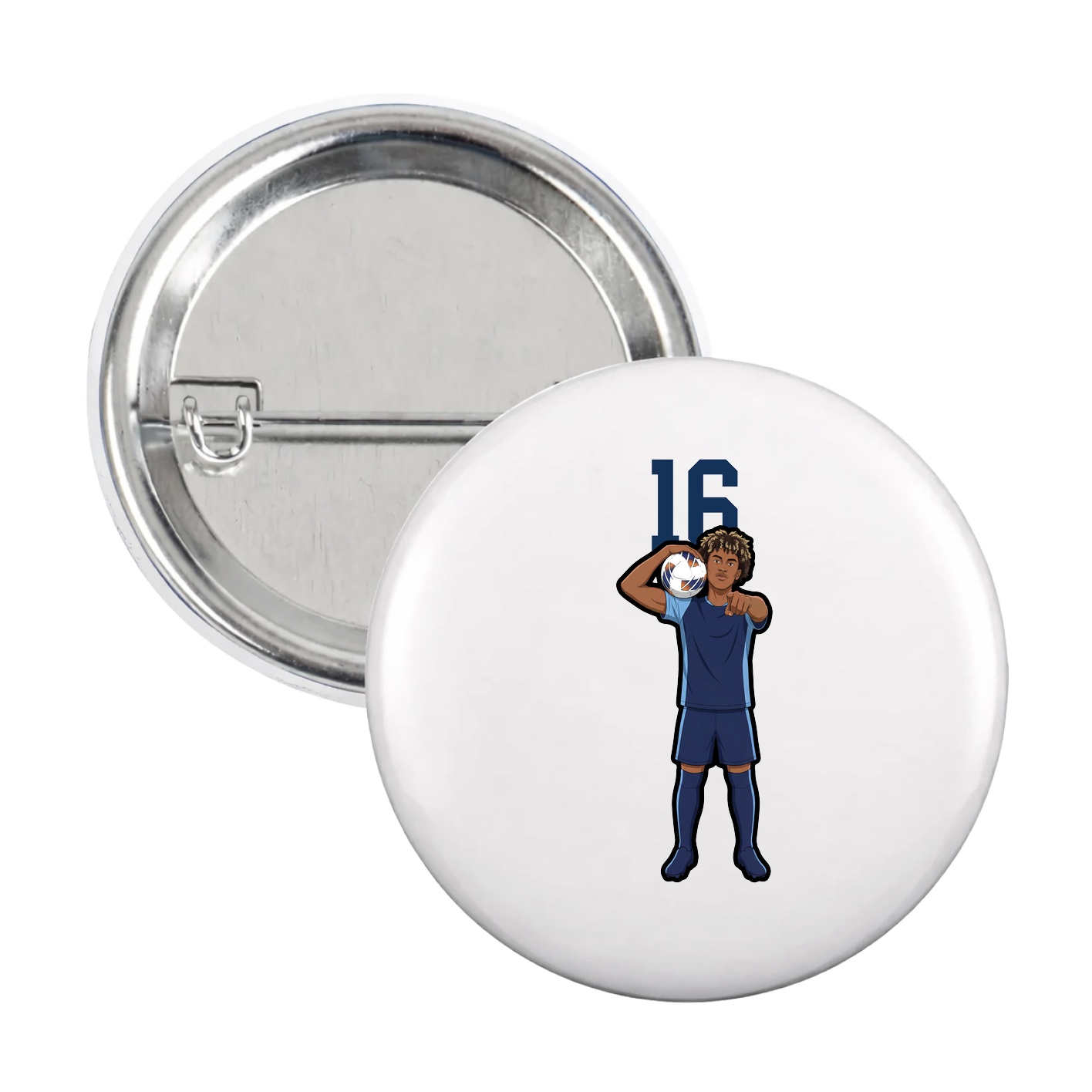Game Day Button — Number Top in White