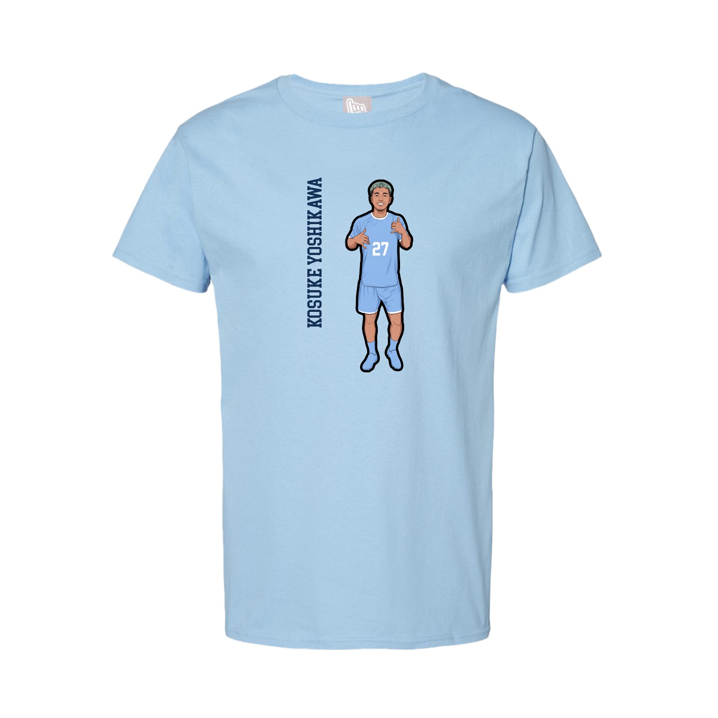 Youth Tee — Name Vertical in Light Blue