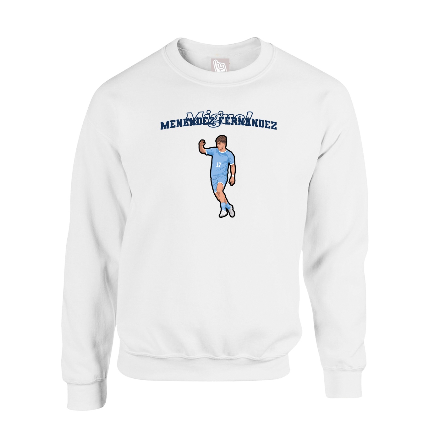 Fleece Crew — Name Arch in White