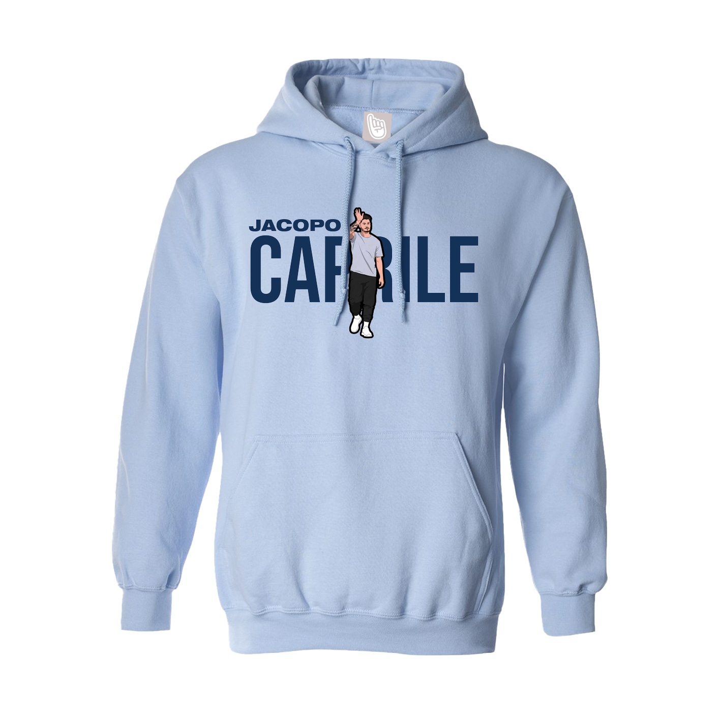 Hoodie — Player Name in Light Blue