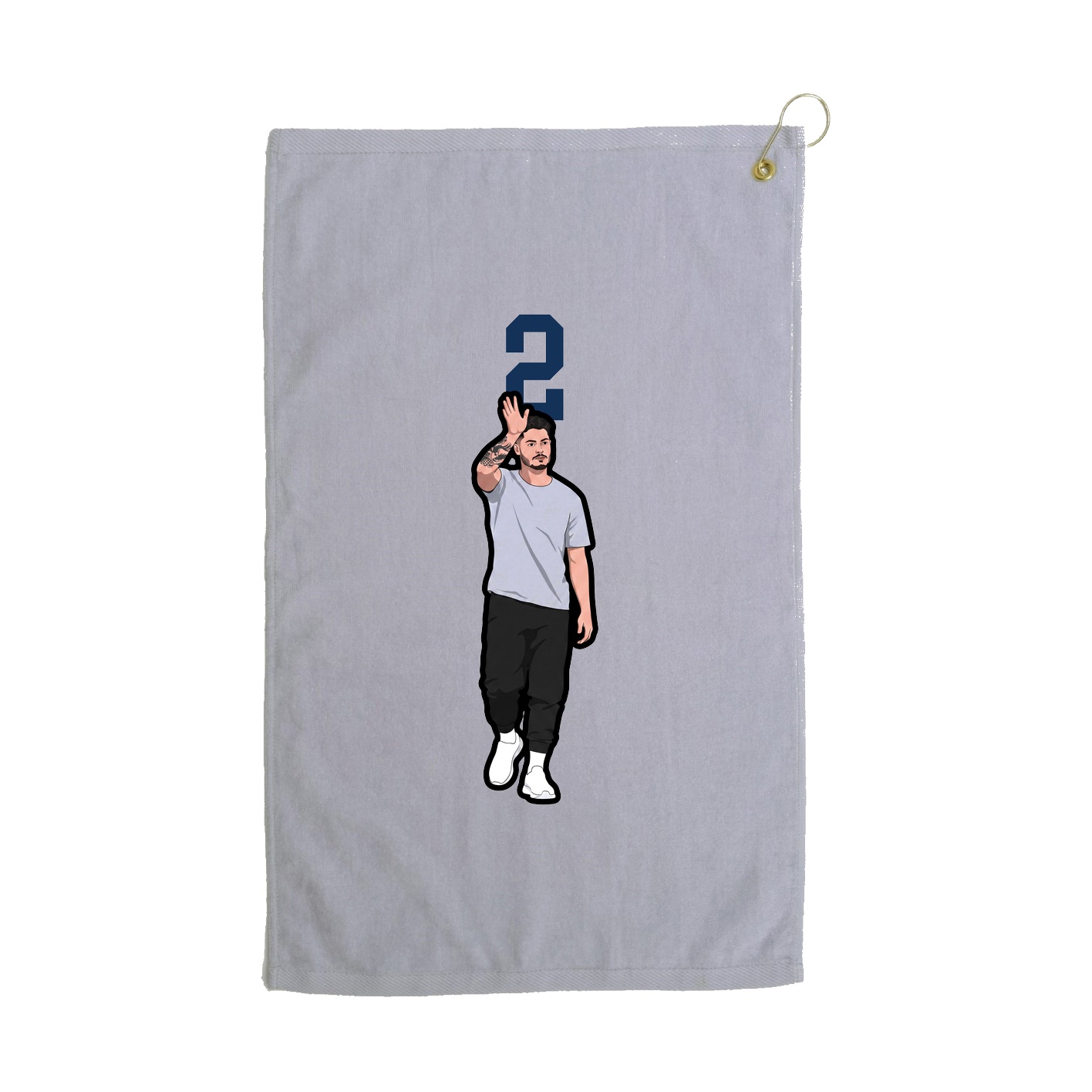 Golf Towel — Number Top in Grey