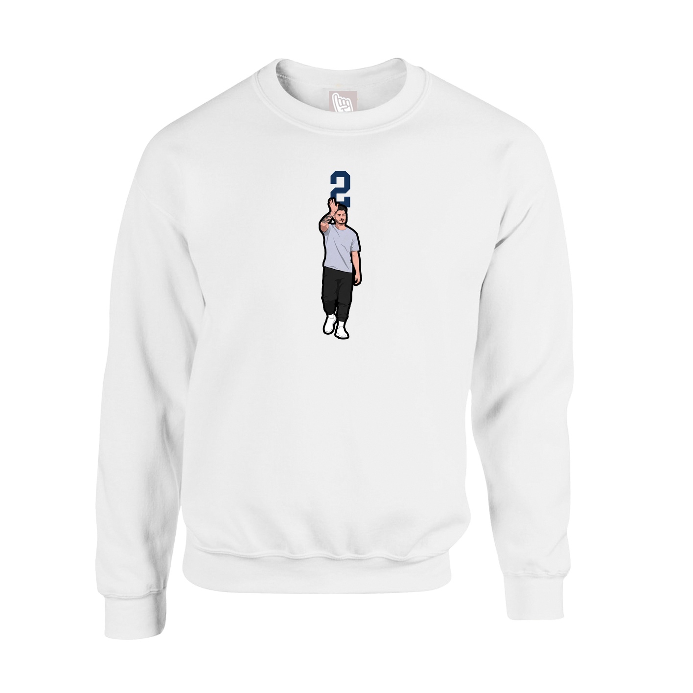 Fleece Crew — Number Top in White