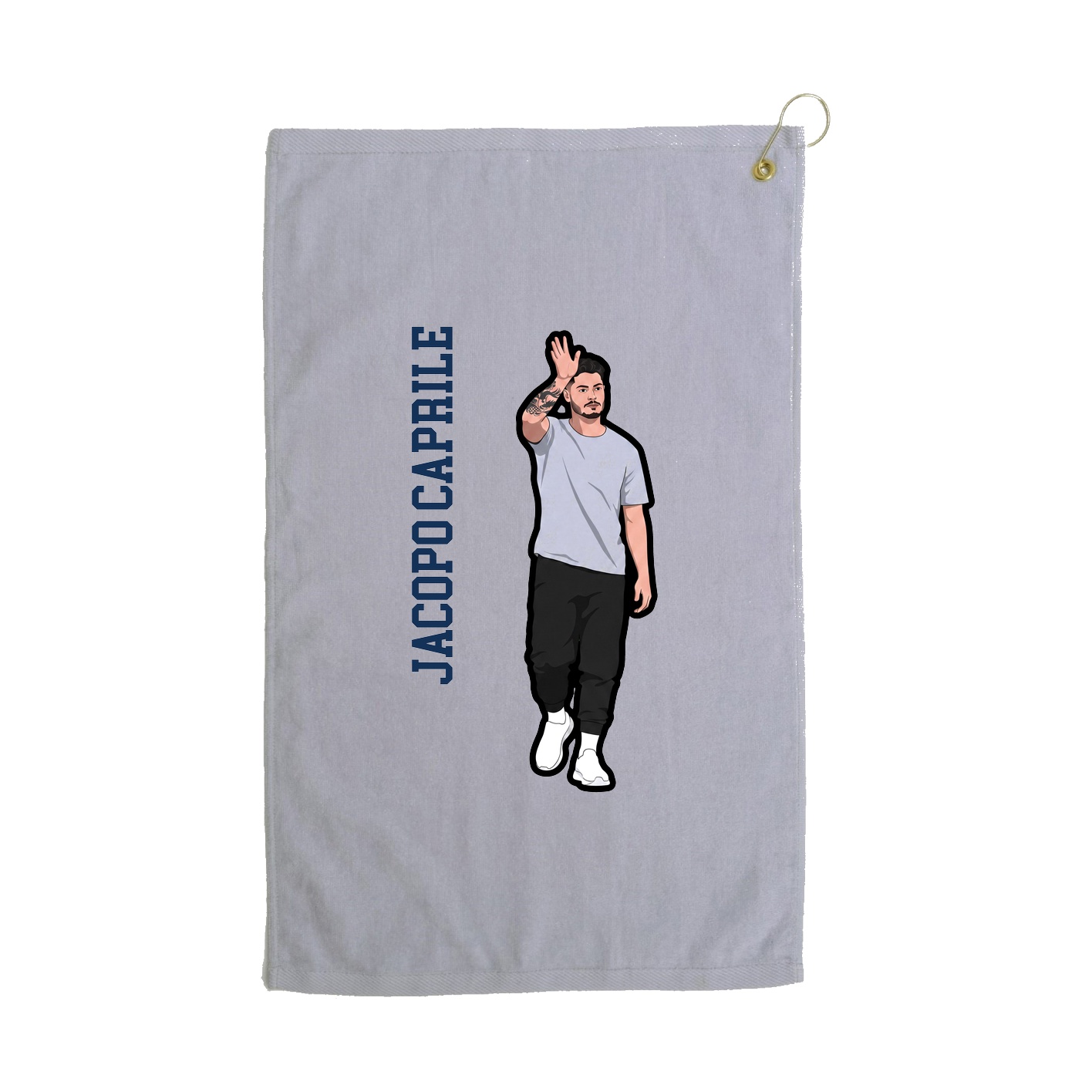 Golf Towel — Name Vertical in Grey