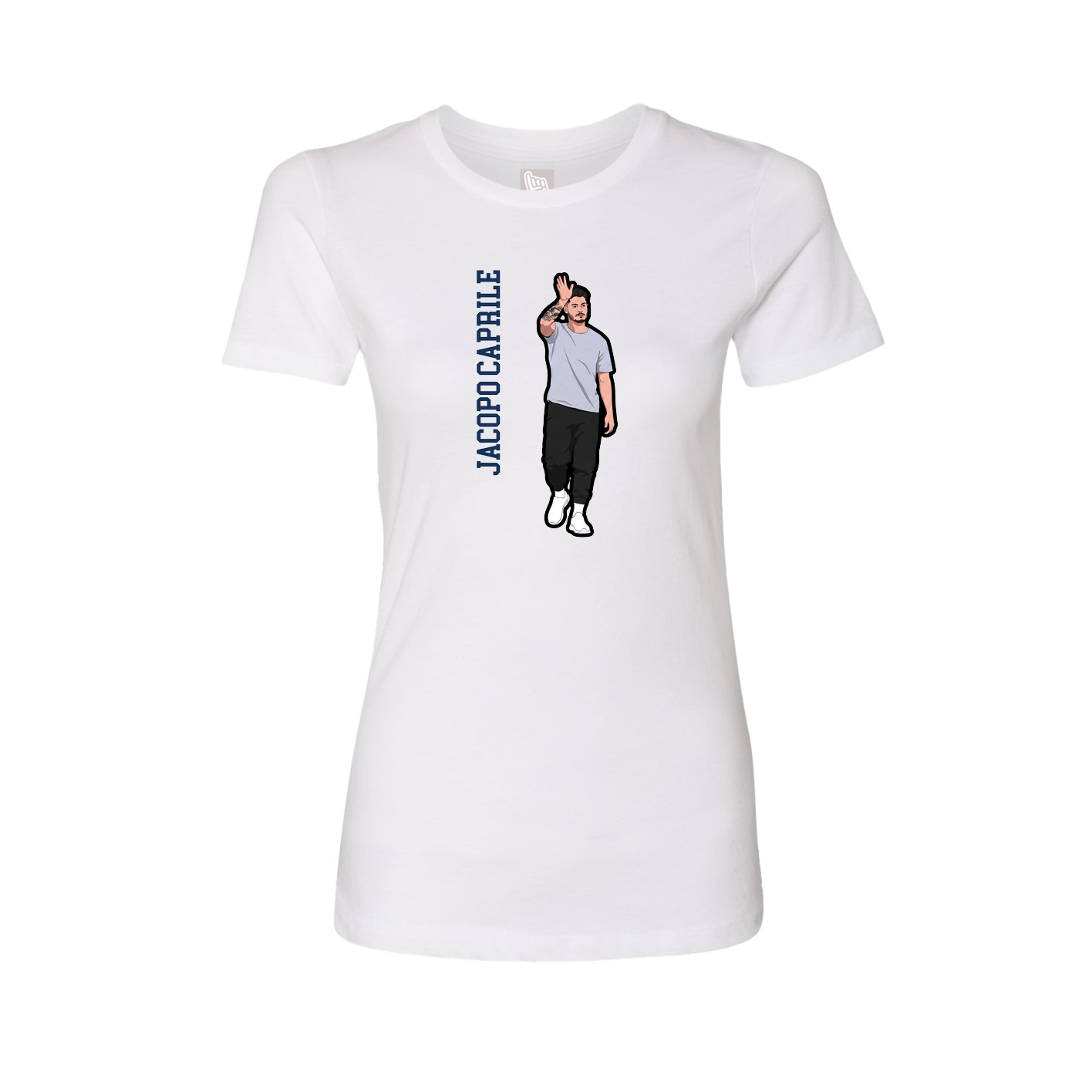 Womens Tee — Name Vertical in White