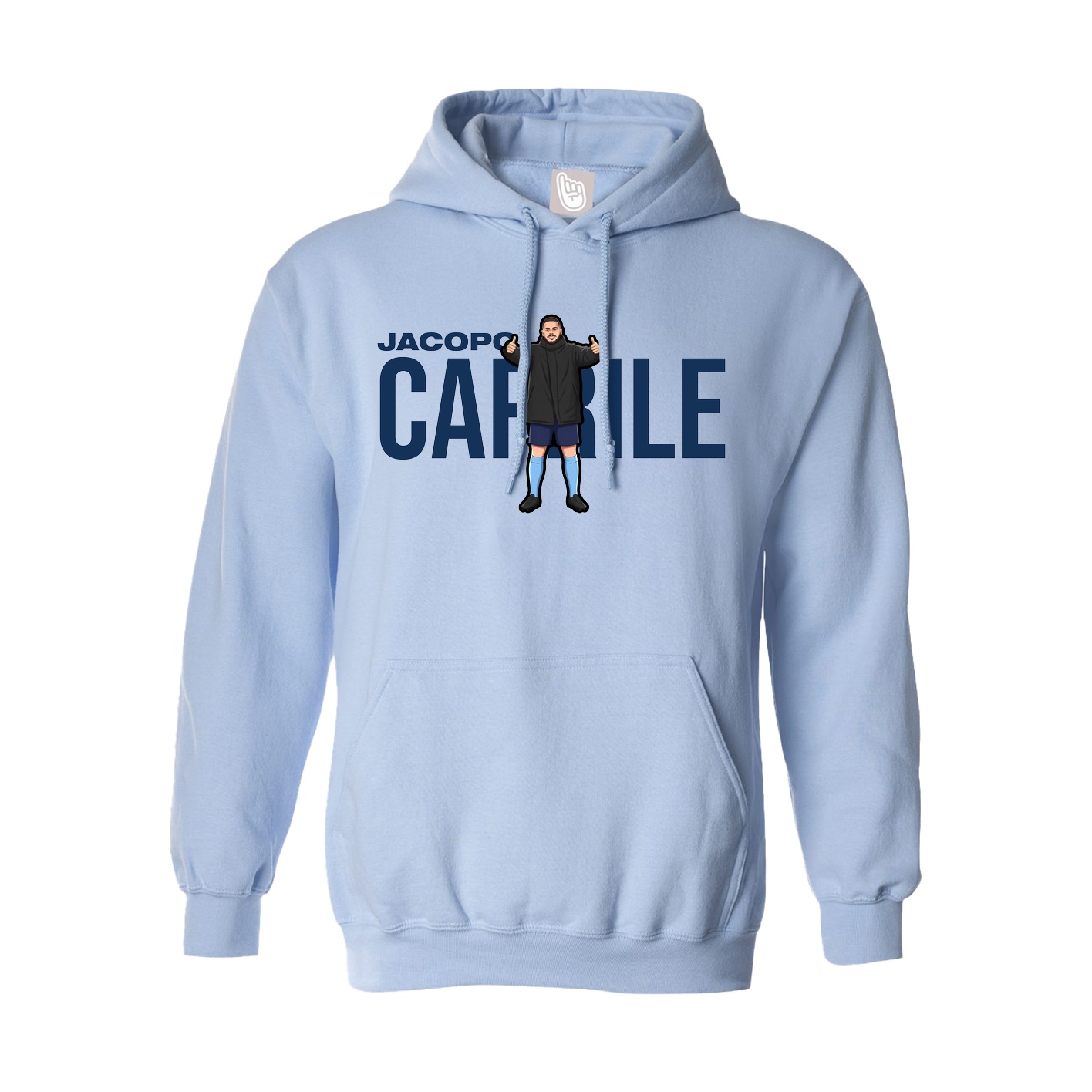 Hoodie — Player Name in Light Blue