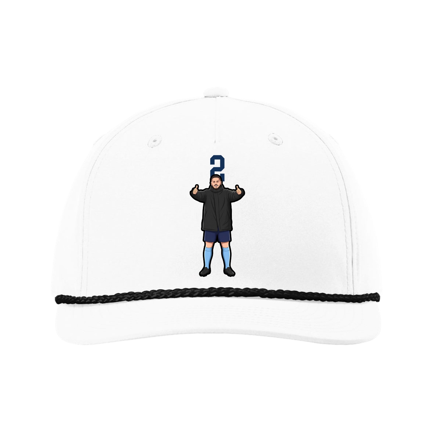 Five-Panel Classic Rope Cap — Number Top in White