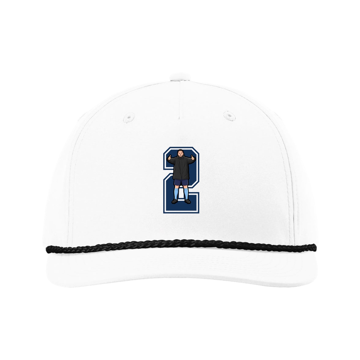 Five-Panel Classic Rope Cap — Number in White