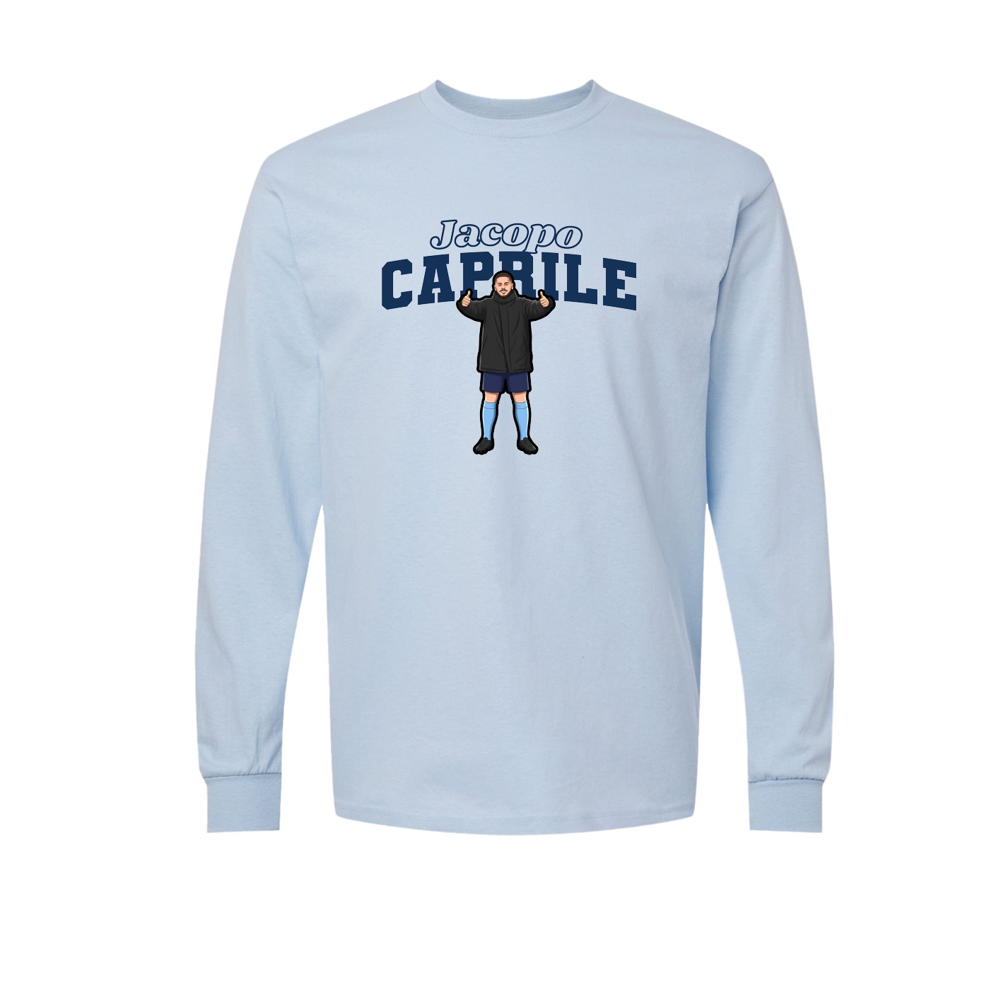 Long Sleeve Tee — Name Arch in Light Blue