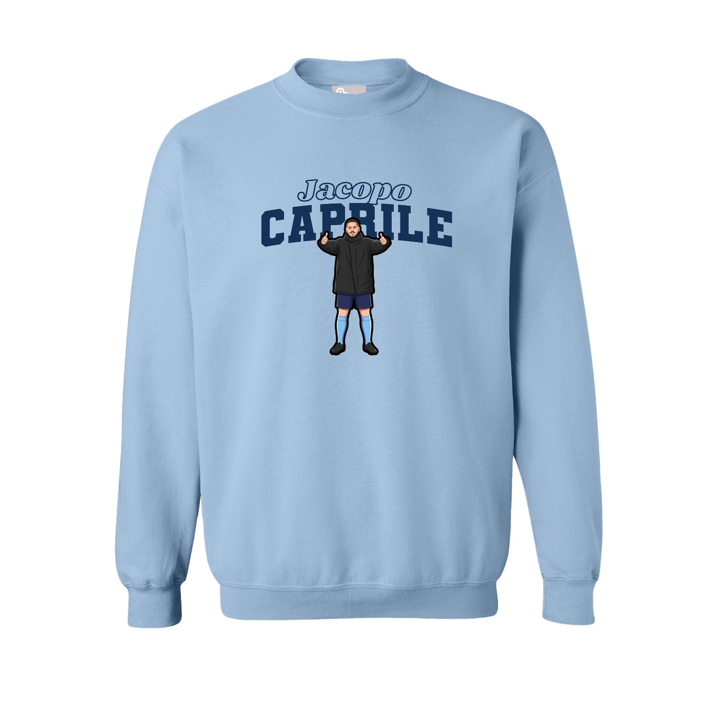 Fleece Crew — Name Arch in Light Blue