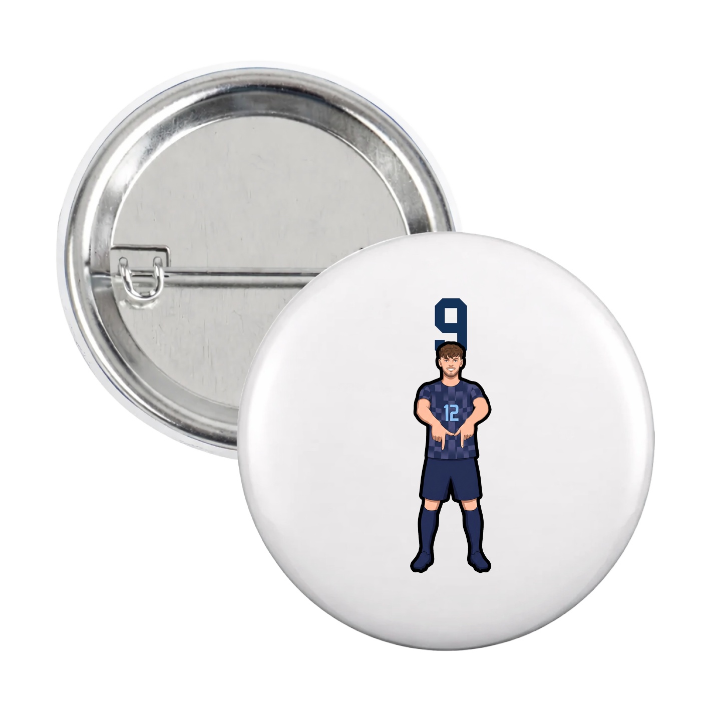 Game Day Button — Number Top in White
