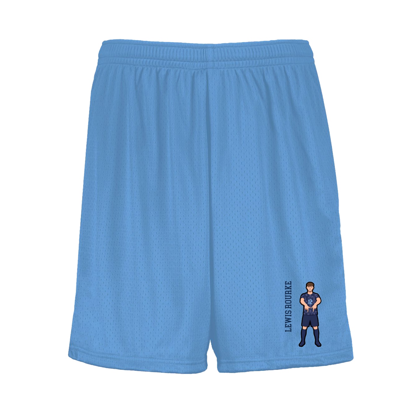 Shorts — Name Vertical in Light Blue