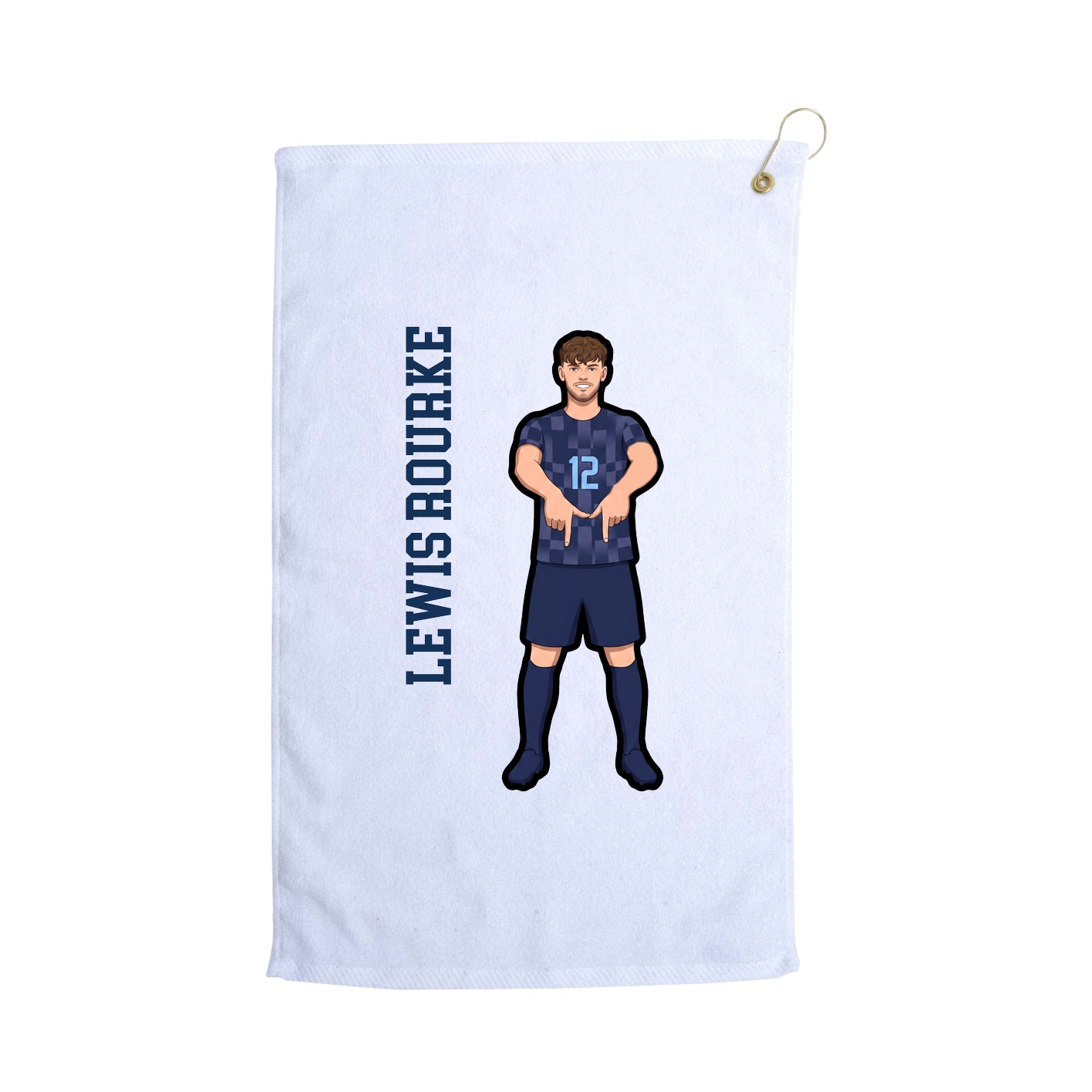Golf Towel — Name Vertical in White