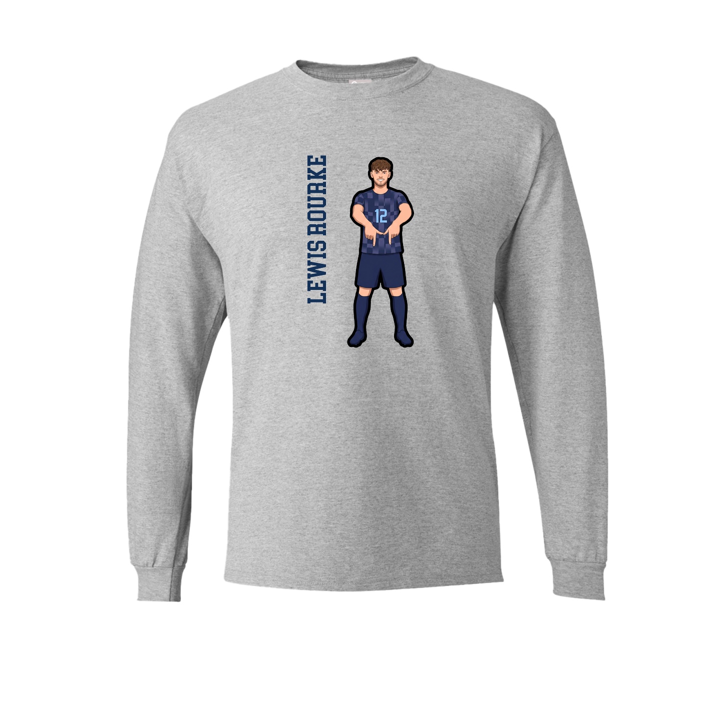 Long Sleeve Tee — Name Vertical in Grey