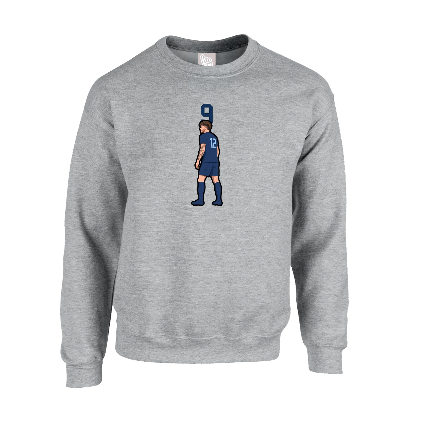 Fleece Crew — Number Top in Grey