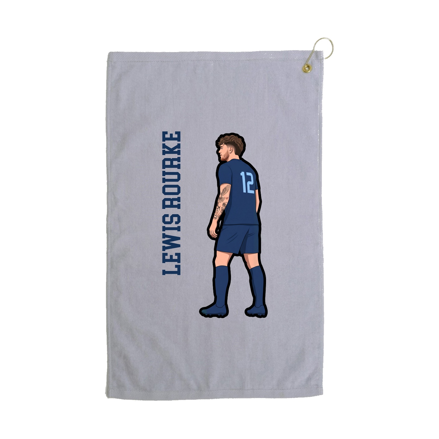 Golf Towel — Name Vertical in Grey