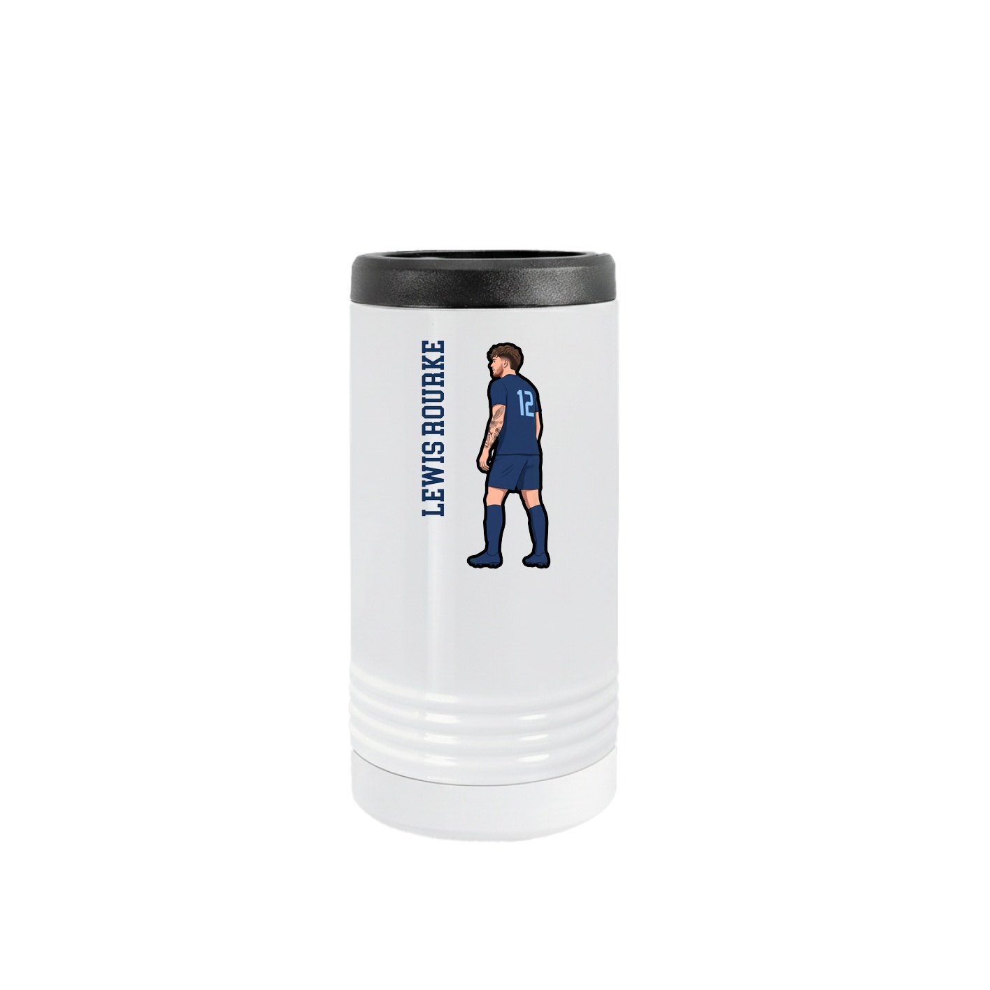 Slim Beverage Holder — Name Vertical in White