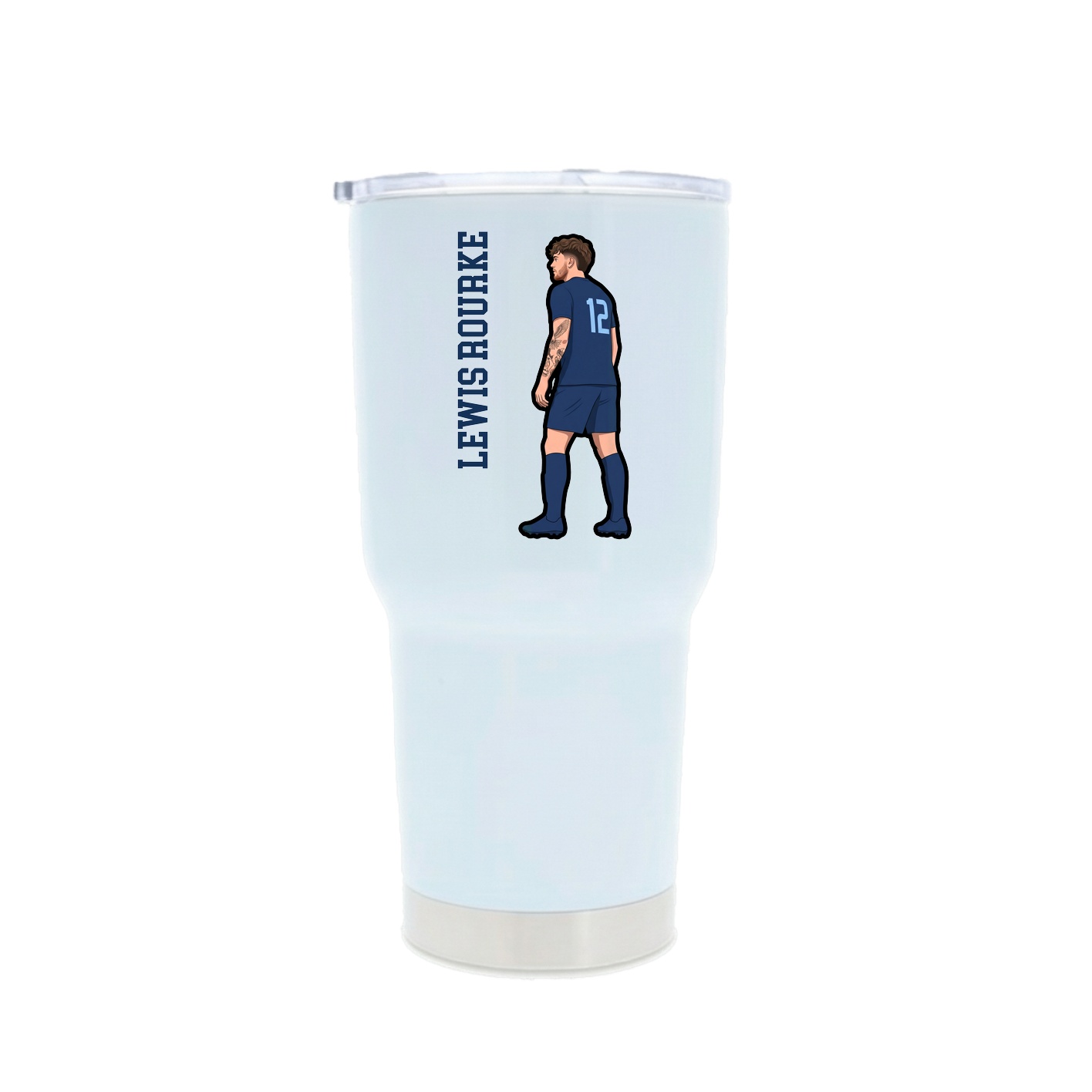 30oz Stainless Steel Tumbler — Name Vertical in White