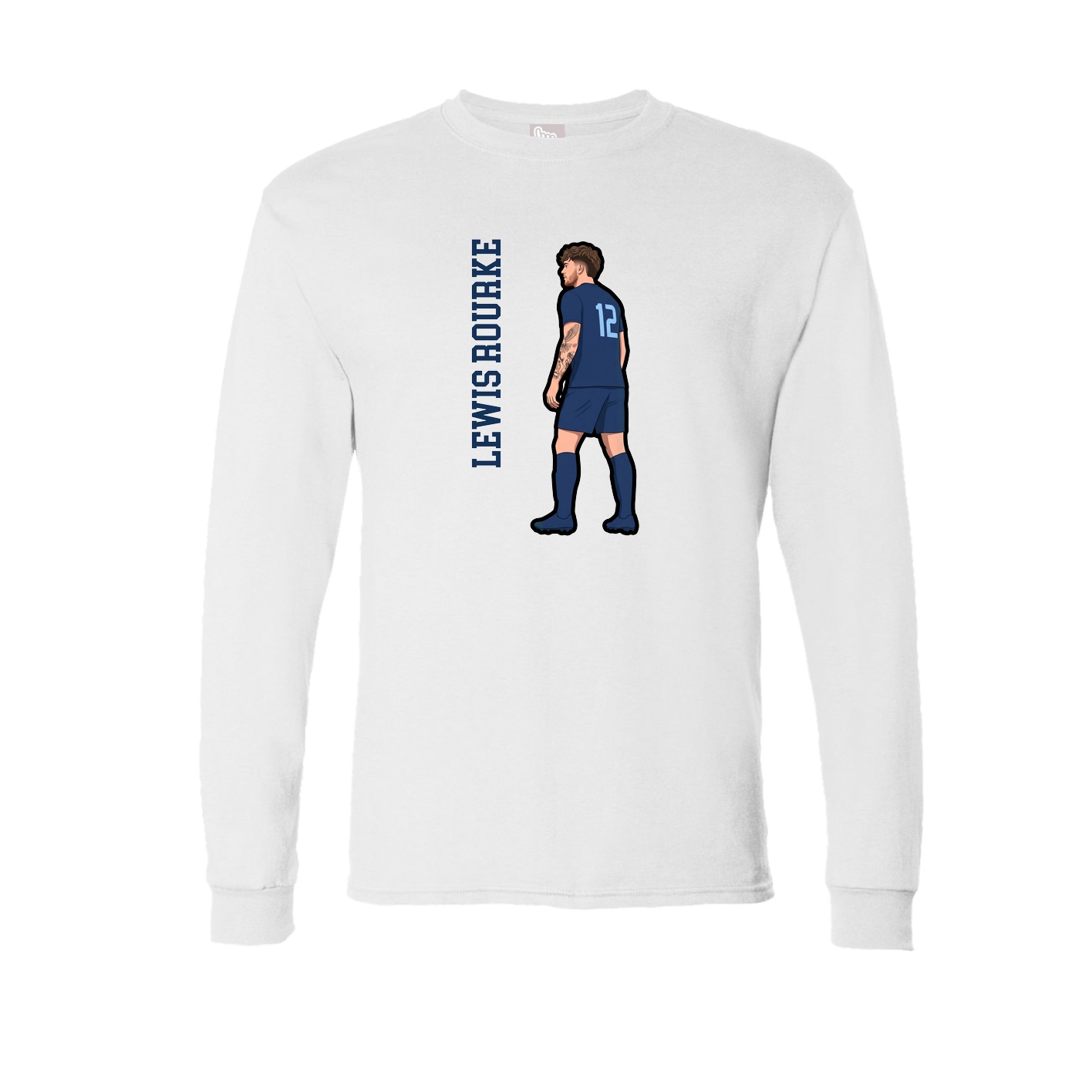 Long Sleeve Tee — Name Vertical in White