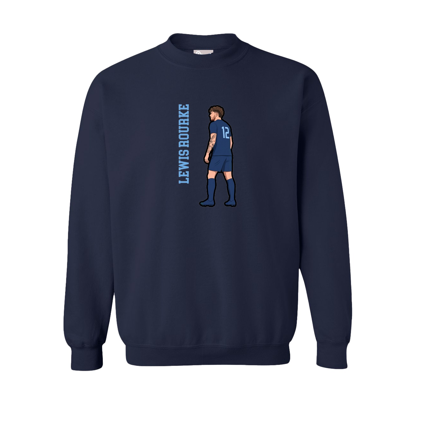 Fleece Crew — Name Vertical in Navy