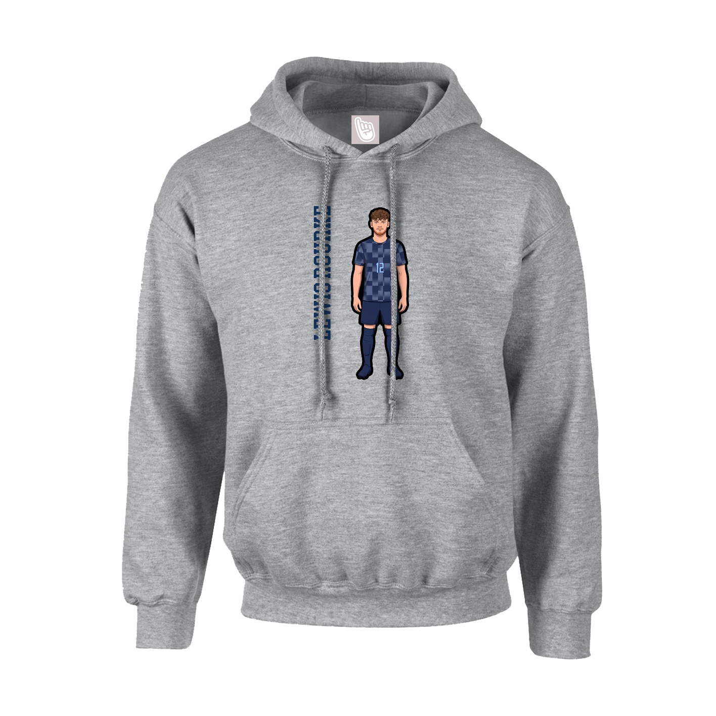 Youth Hoodie — Name Vertical in Grey
