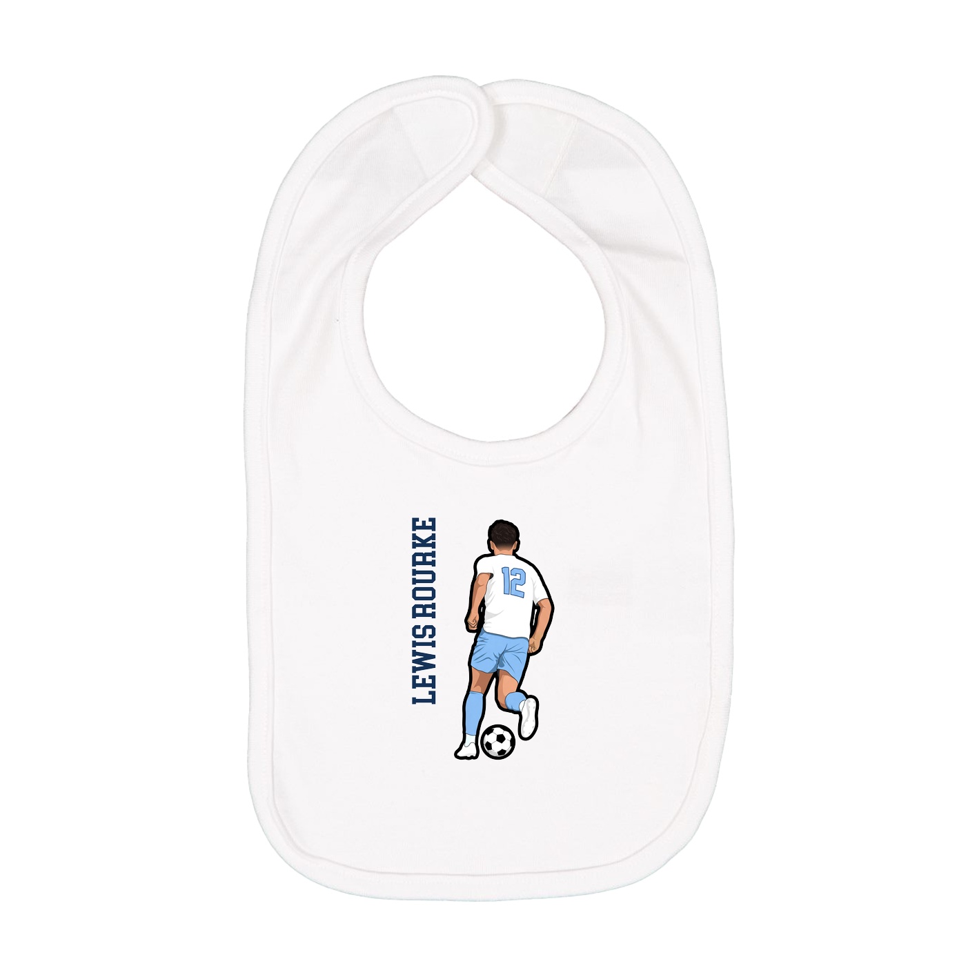 Infant Bib — Name Vertical in White