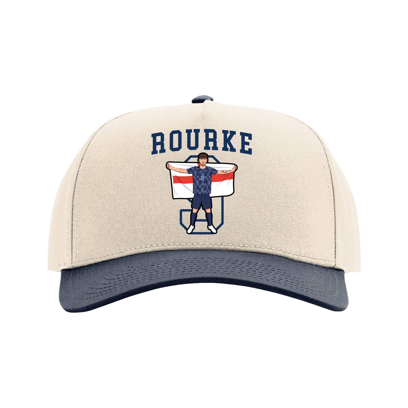 Full Fabric Five-Panel Champ Cap — Shirsey in Cream/Navy