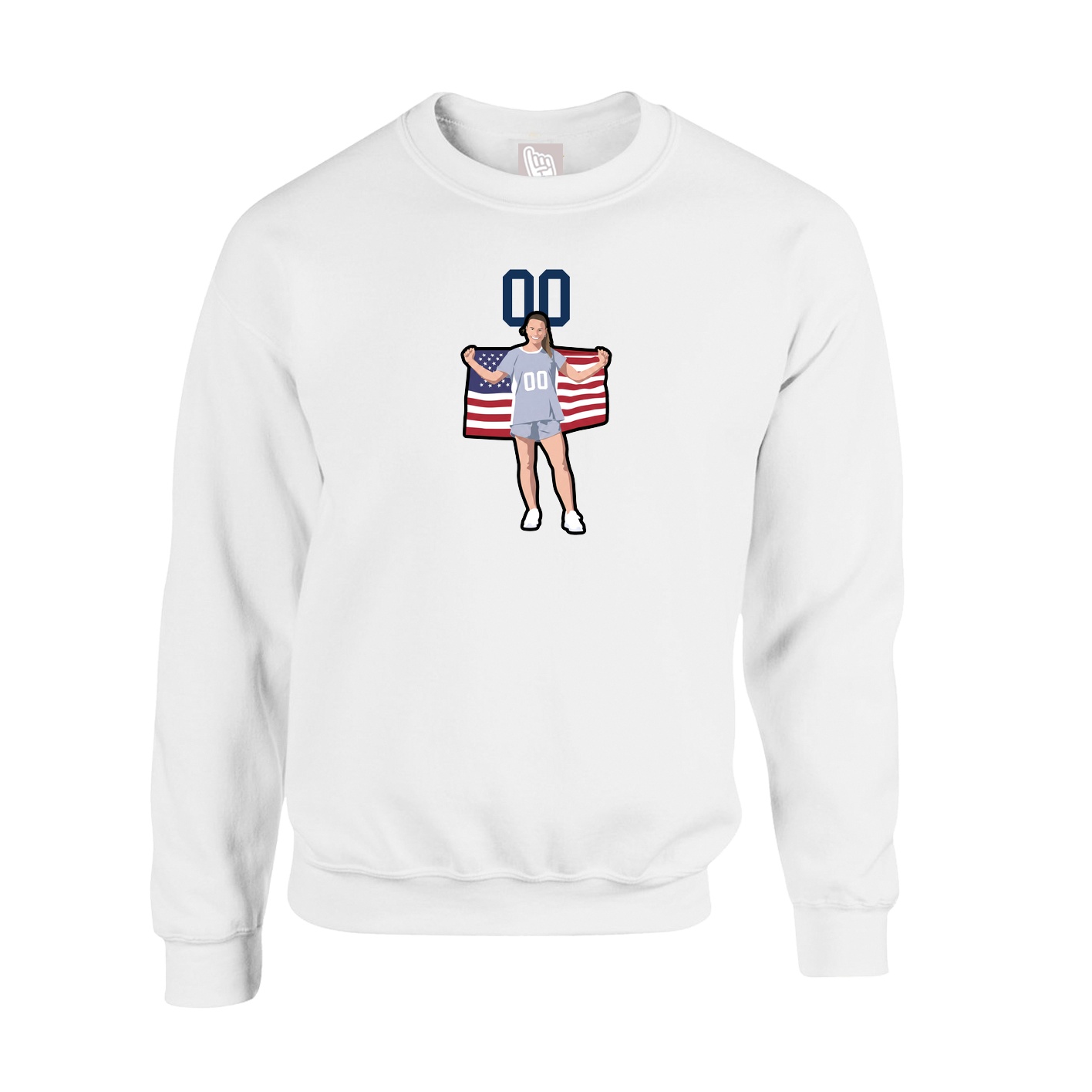 Fleece Crew — Number Top in White