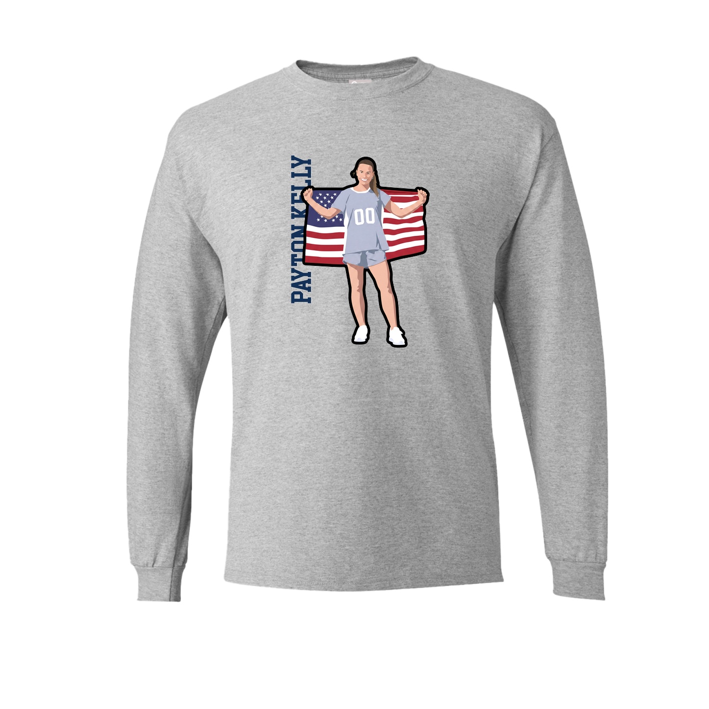 Long Sleeve Tee — Name Vertical in Grey