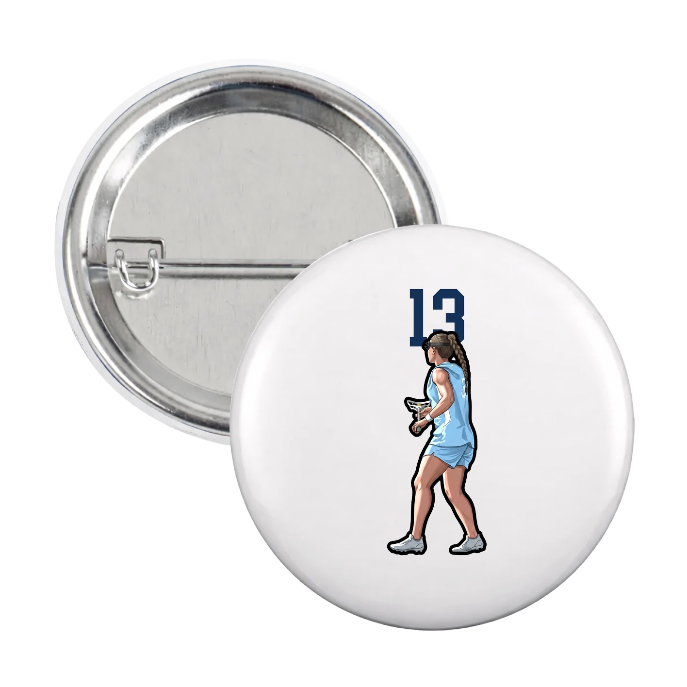 Game Day Button — Number Top in White