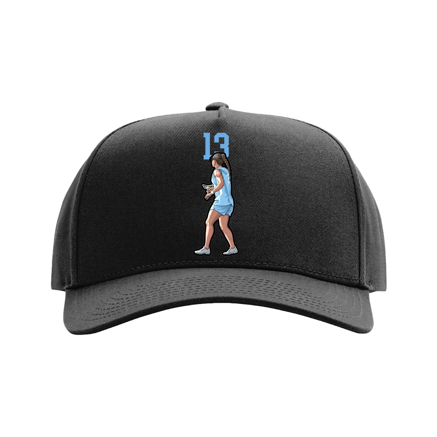 Full Fabric Five-Panel Champ Cap — Number Top in Black