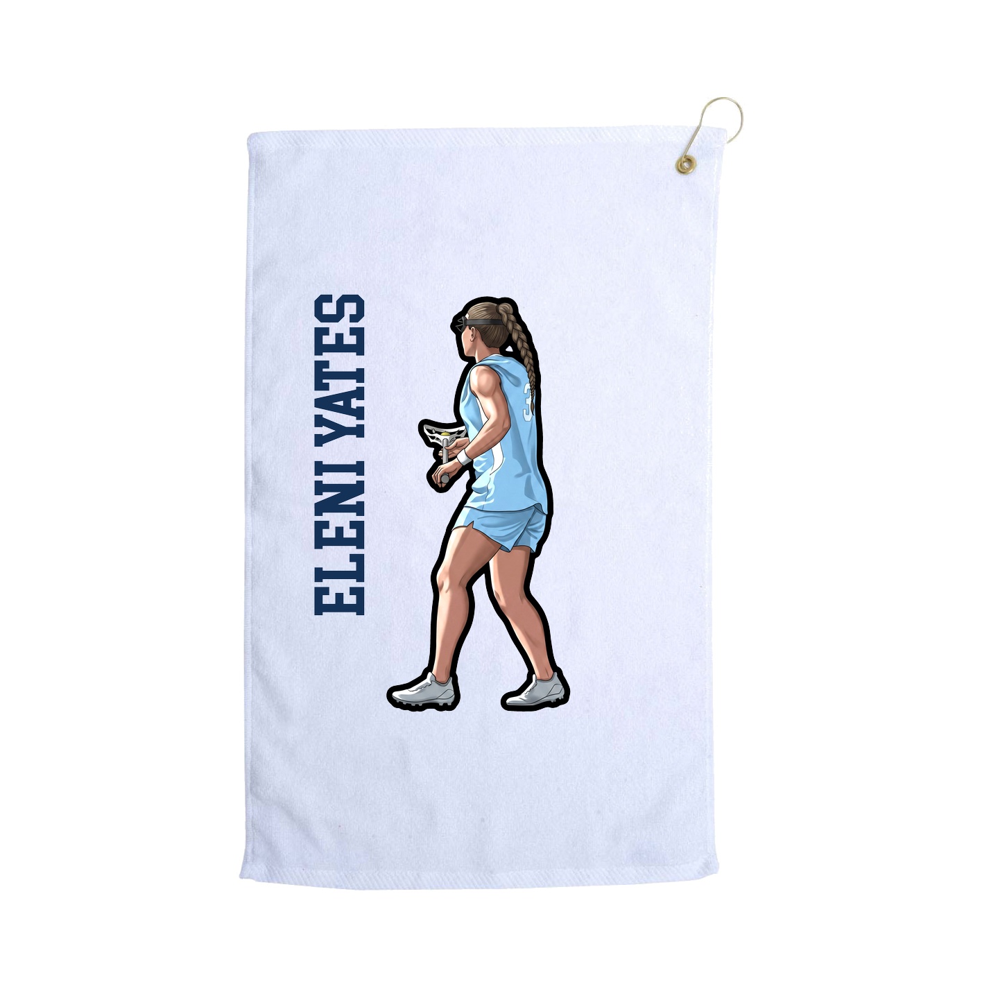 Golf Towel — Name Vertical in White