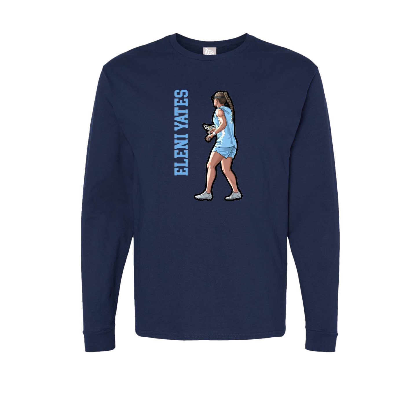 Long Sleeve Tee — Name Vertical in Navy