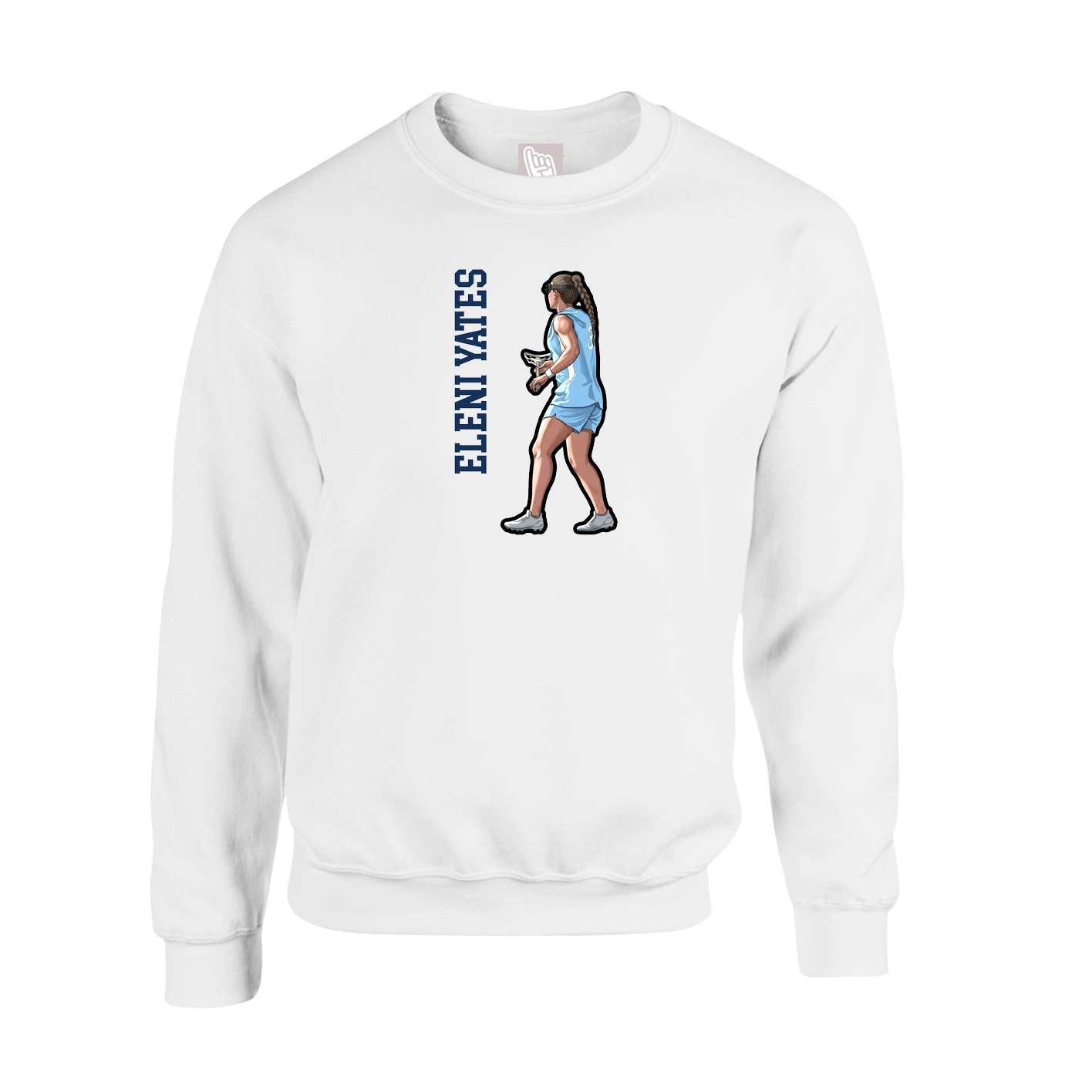 Fleece Crew — Name Vertical in White