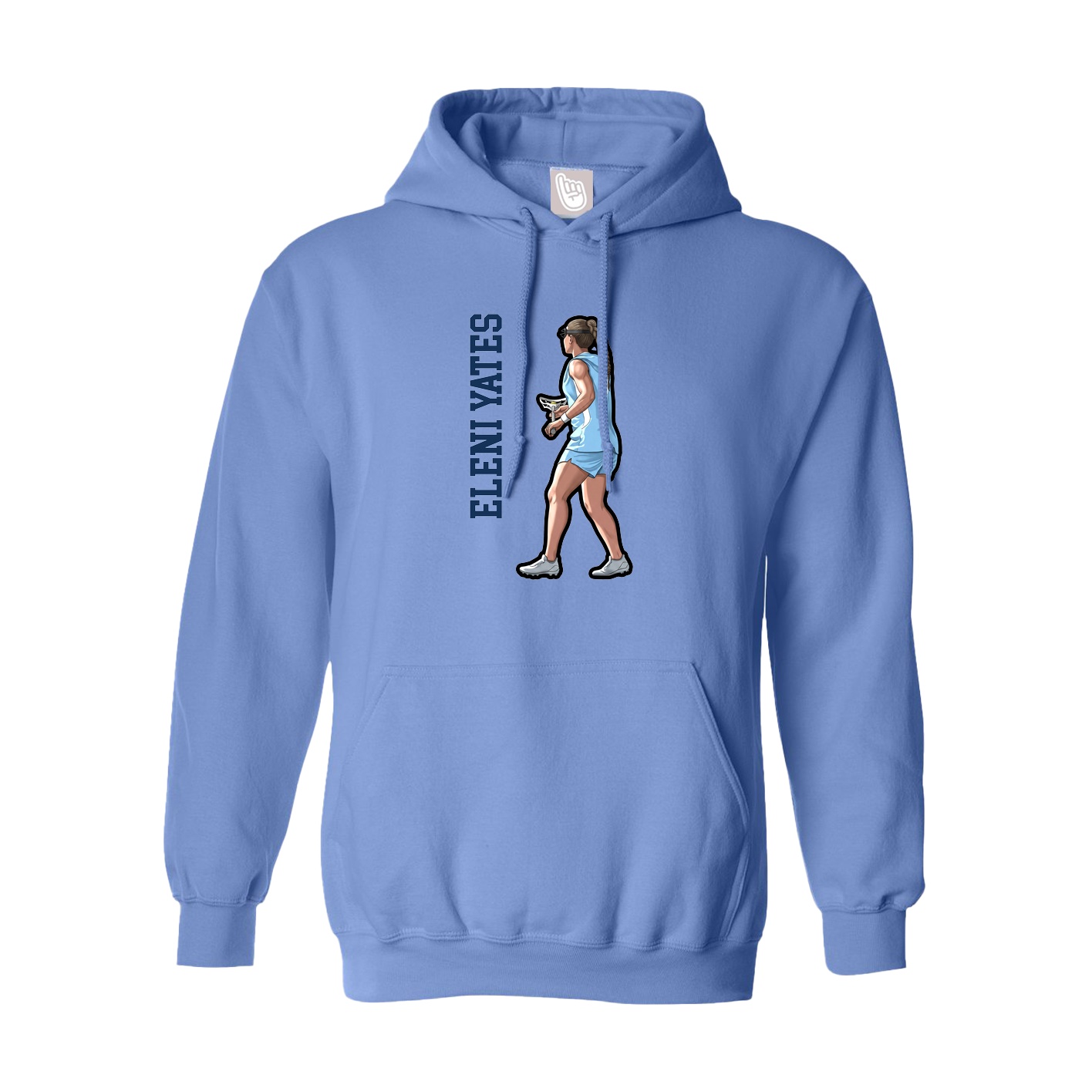Youth Hoodie — Name Vertical in Powder Blue