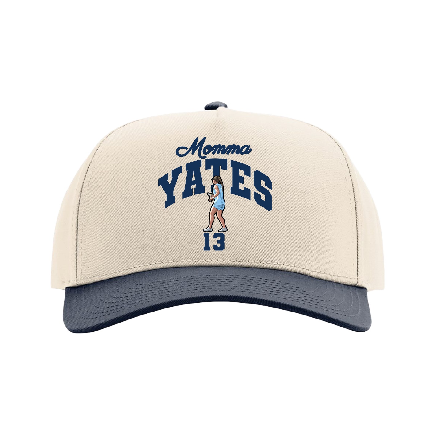 Full Fabric Five-Panel Champ Cap — Mothers Day Arch in Cream/Navy