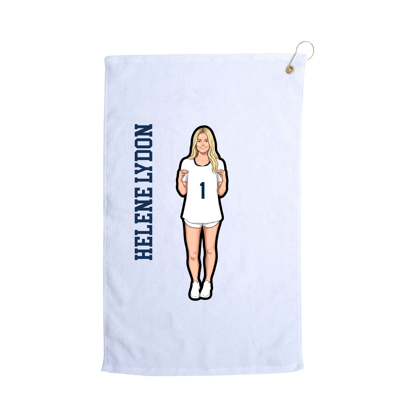 Golf Towel — Name Vertical in White