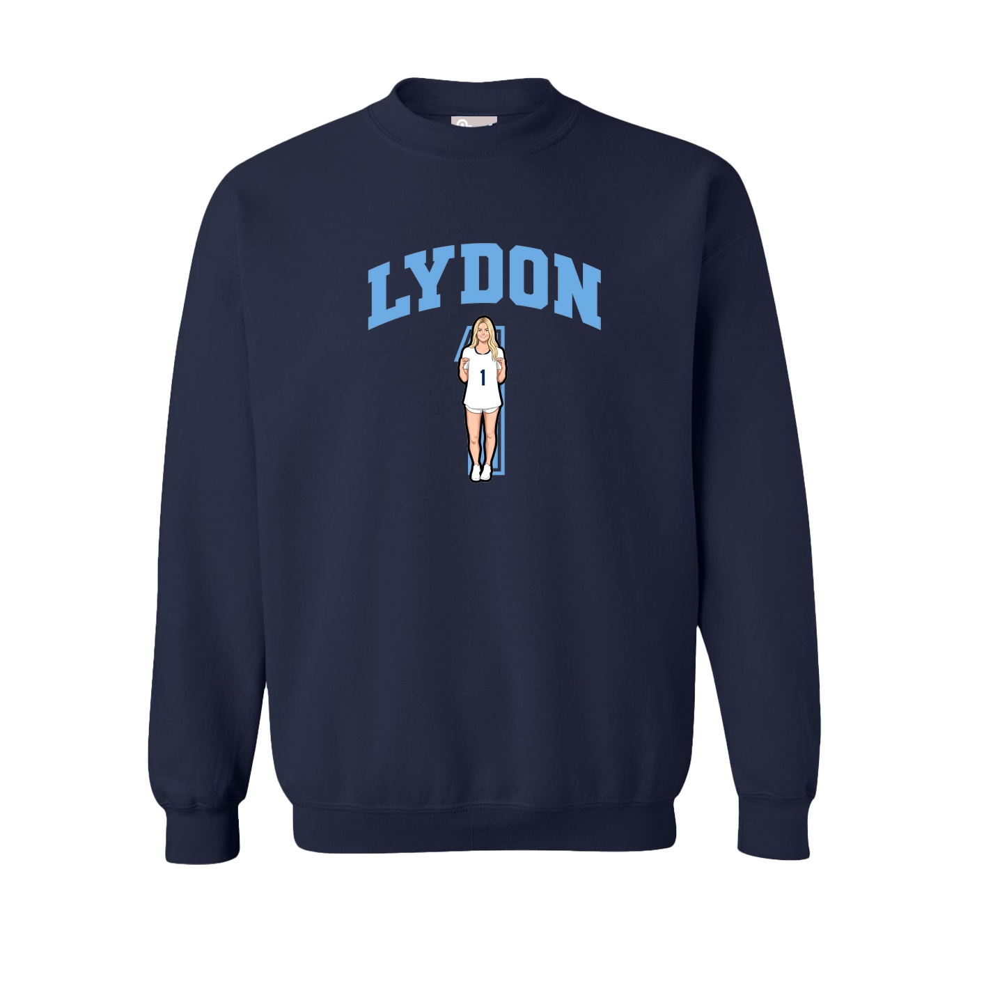 Fleece Crew — Number in Navy